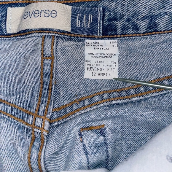 Vintage Gap Blue Jeans Reverse Fit High Waist Ankle Size 12 - Picture 5 of 14